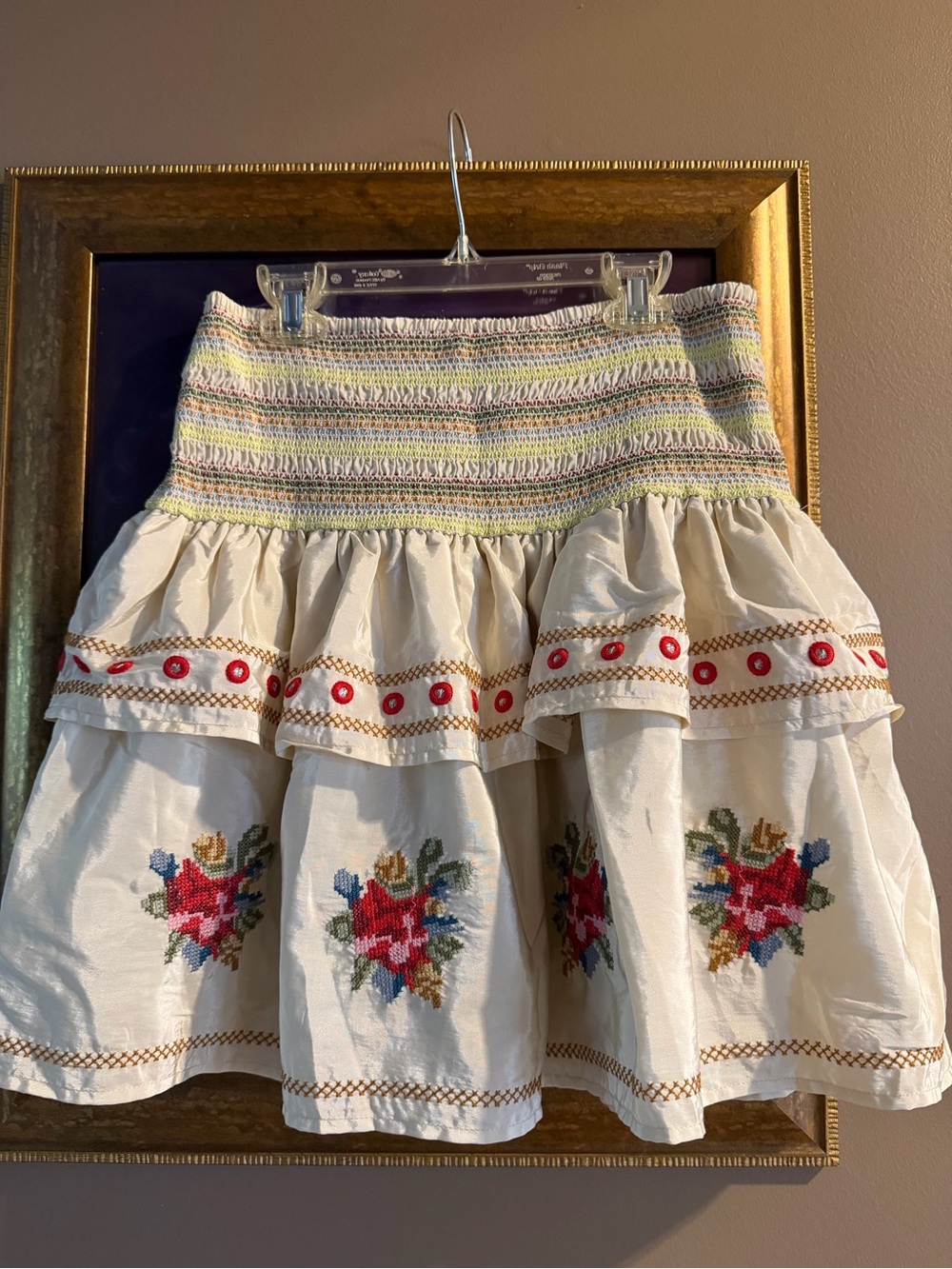 NWOT See and Be Seen Embroidered Boho Mini Skirt Size M